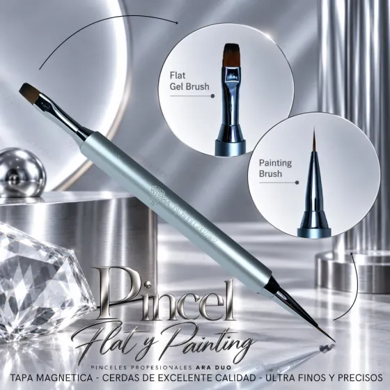 Pincel Ara Duo &mdash; Flat Gel + Painting Gel